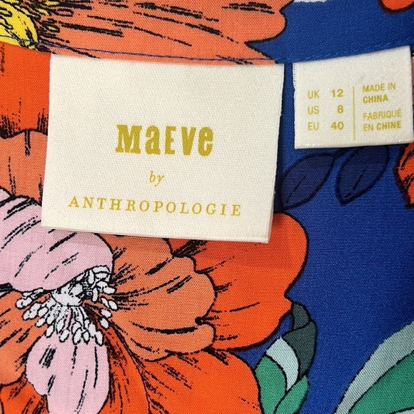 ANTHROPOLOGIE MAEVE Elan Scarf Floral Print Tie Front Blouse Size 8 - Picture 4 of 16